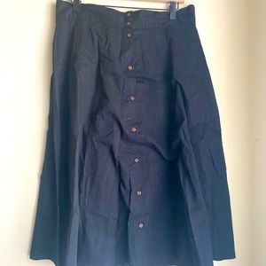 Black Cotton Button Up Skirt